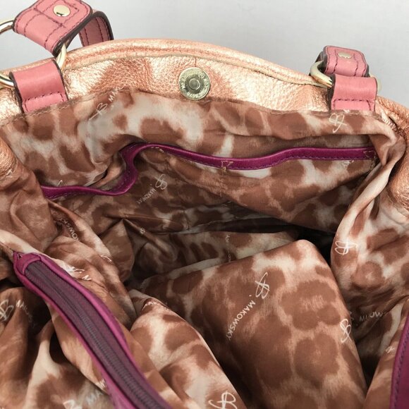 B MAKOWSKI Large Leather Hobo Shoulder Bag Purse Pink Copper Designer Pockets - Picture 13 of 16